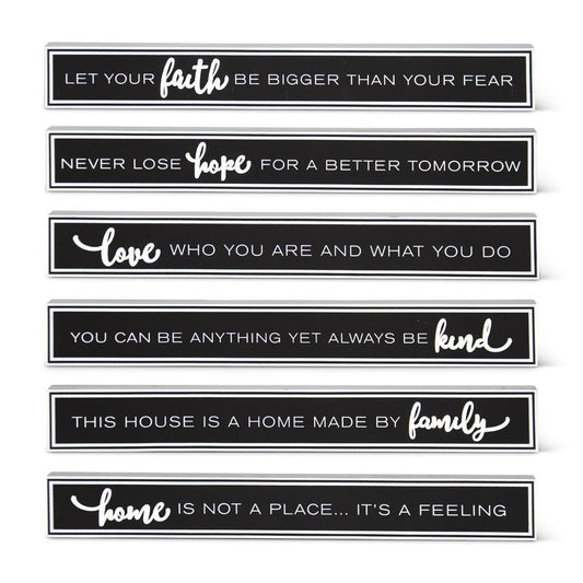 Black and White Wooden Inspirational Tabletop Sign - Assorted Styles, 15.75"