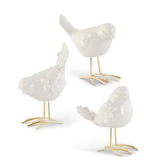 White Porcelain Birds with Gold Legs - 3 Styles