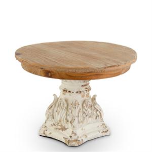 Weathered White Resin Riser W/ Natural Wood Top - 10.75"