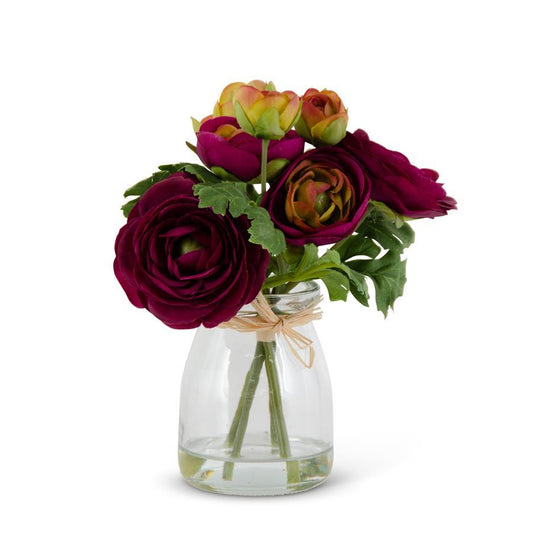 Ranunculus Premade in Glass Vase with Water - Purple