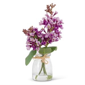 Purple Lilac Premade in Glass Vase With Faux Water - 9.25"