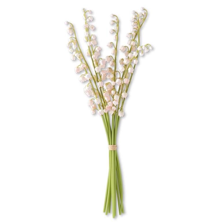 Pink Real Touch Lily of The Valley Bundle - 17", 9 Stems