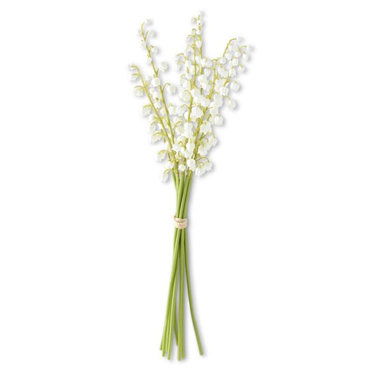White Real Touch Lily of the Valley Bundle- 9 Stems, 17"