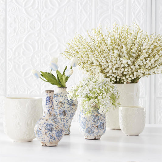 White Real Touch Lily of the Valley Bundle- 9 Stems, 17"