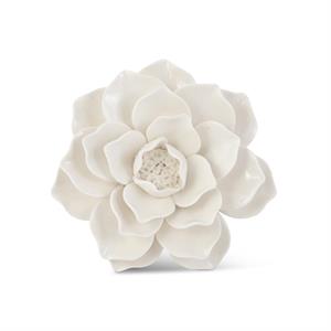 Glossy White Wall Hanging Ceramic Flower - 7"