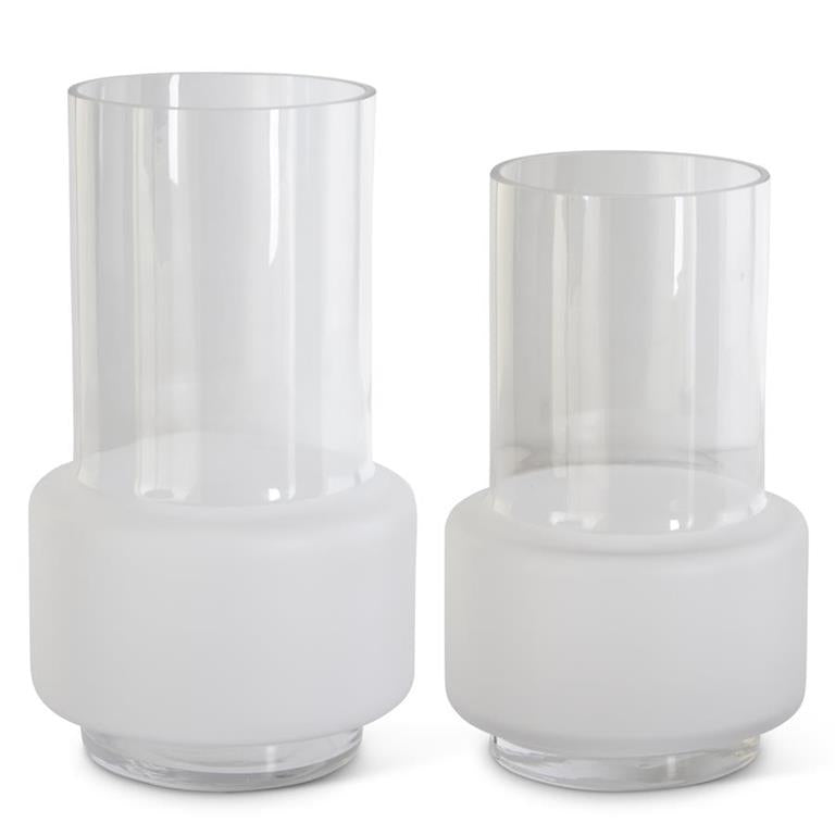 Clear and Frosted Glass Vase - 10.25