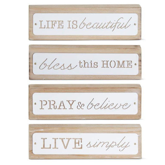 Wood & Enamel Inspirational Tabletop Sign - 4 Styles