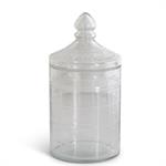 Clear Etched Glass Lidded Container - 10.25"