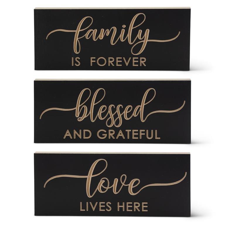 Matte Black Script Embossed Inspirational Tabletop Signs