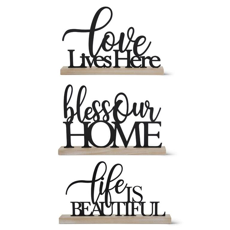 Matte Black Metal Cutout Script Inspirational Tabletop Sign - Assorted Styles