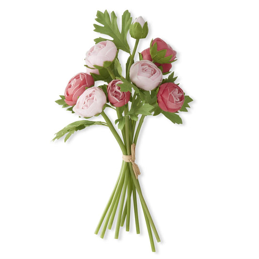 Real Touch Ranunculus Bundle With 10 Stems - Pink/Rose, 15"