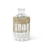 Clear Glass Bottle with Wicker Sleeve - 6.75"