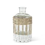 Clear Glass Bottle with Wicker Sleeve - 8.25"