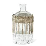 Clear Glass Bottle with Wicker Sleeve - 10.5"