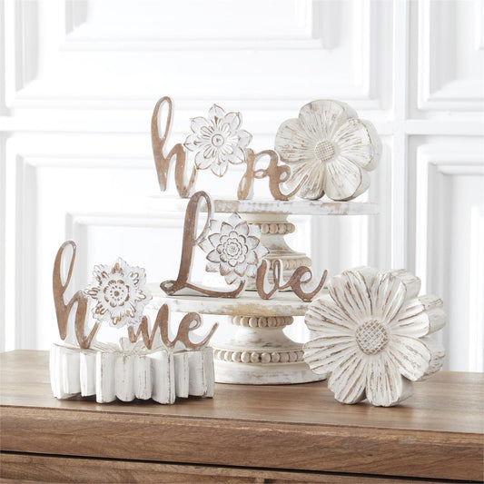 Resin Whitewashed Tabletop Daisy - 7.25"