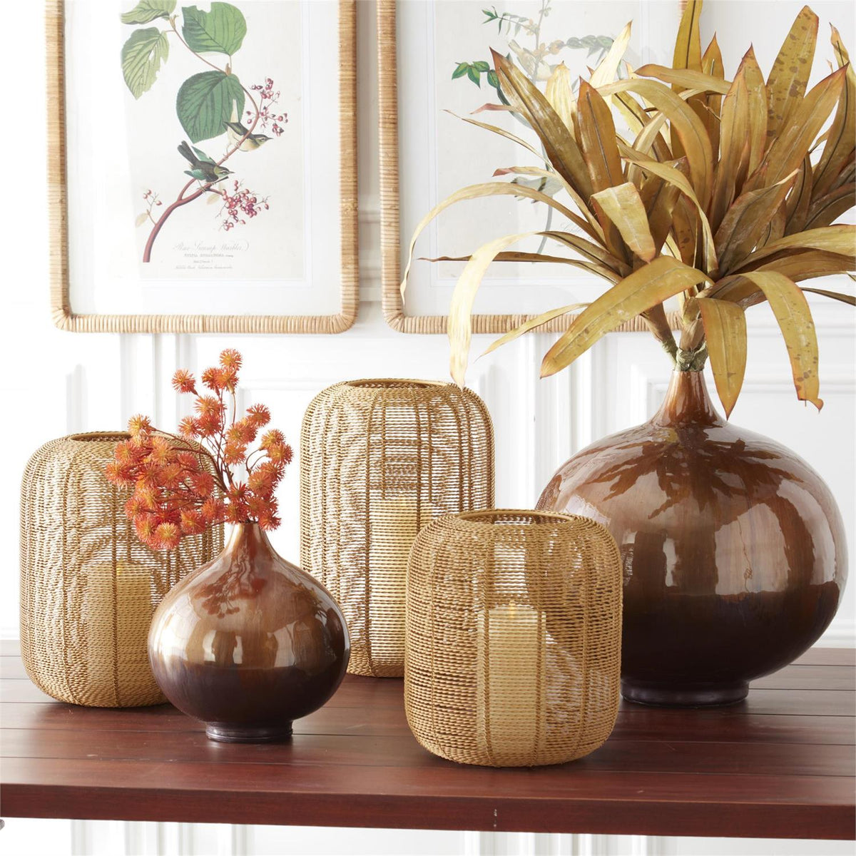 Bird and Botanical Rattan Framed Prints - 23.25