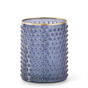 Blue Dot Embossed Container W/Gold Painted Rim - 6.5"