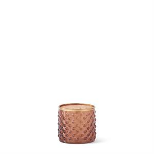 Brown Dot Embossed Glass Container W/Gold Painted Rim - 2.5"