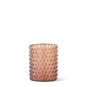 Brown Dot Embossed Glass Container W/Gold Painted Rim - 4.75"