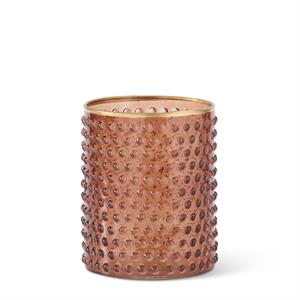 Brown Dot Embossed Glass Container w/Gold Painted Rim - 6.5"