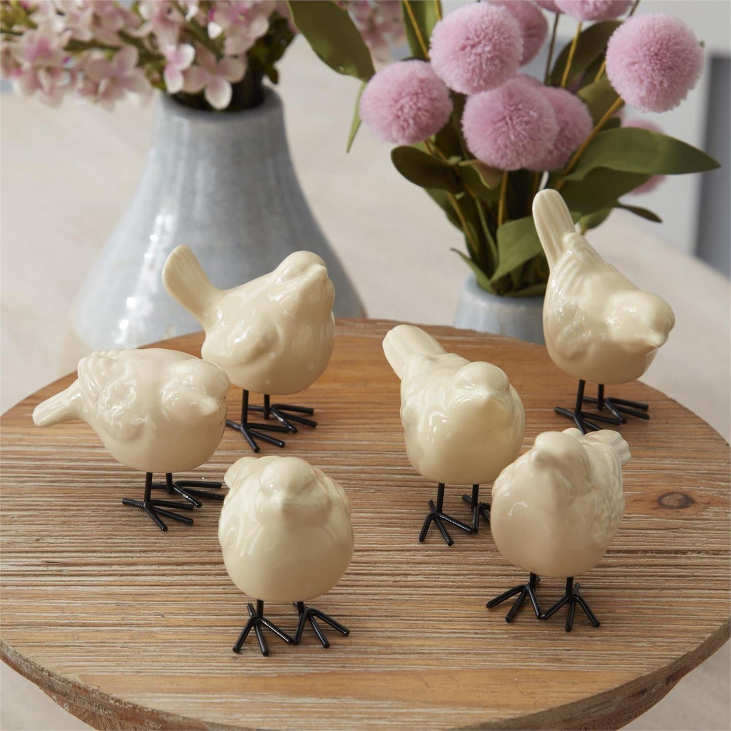 Porcelain Bird 6 Assorted Styles- Yellow, 2.5"