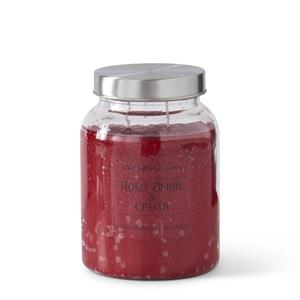 Scented 24oz Jar Candle with Silver Lid - Holly Berry & Cedar