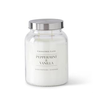 Scented 24oz Jar Candle with Silver Lid - Peppermint & Vanilla