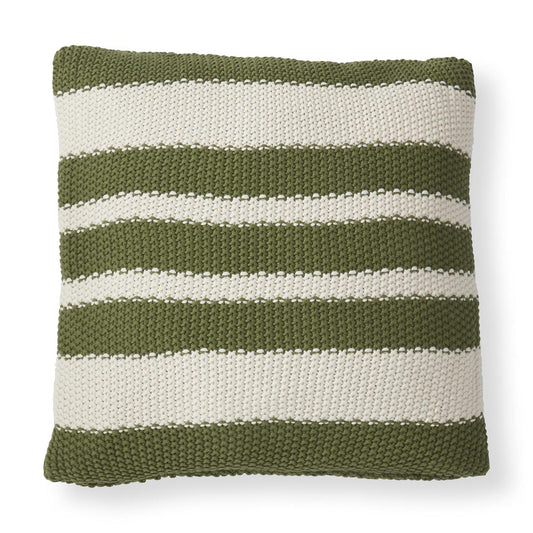 20" Cotton Knit Striped Pillow - Light Green and Cream