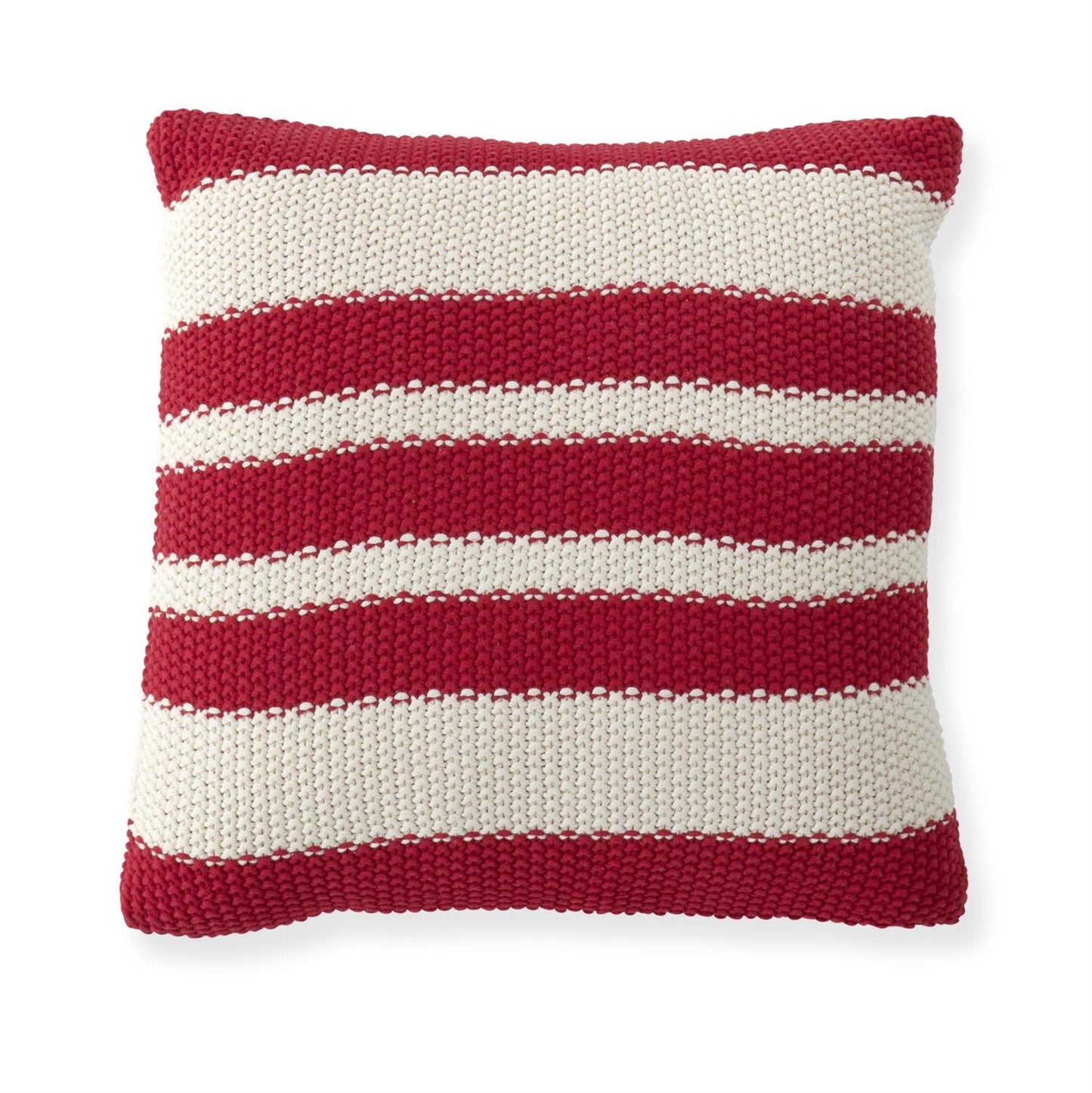 Cotton Knit Red & Cream Striped Pillow - 20"