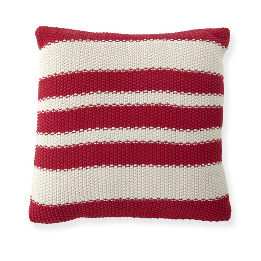 Cotton Knit Red & Cream Striped Pillow - 20"