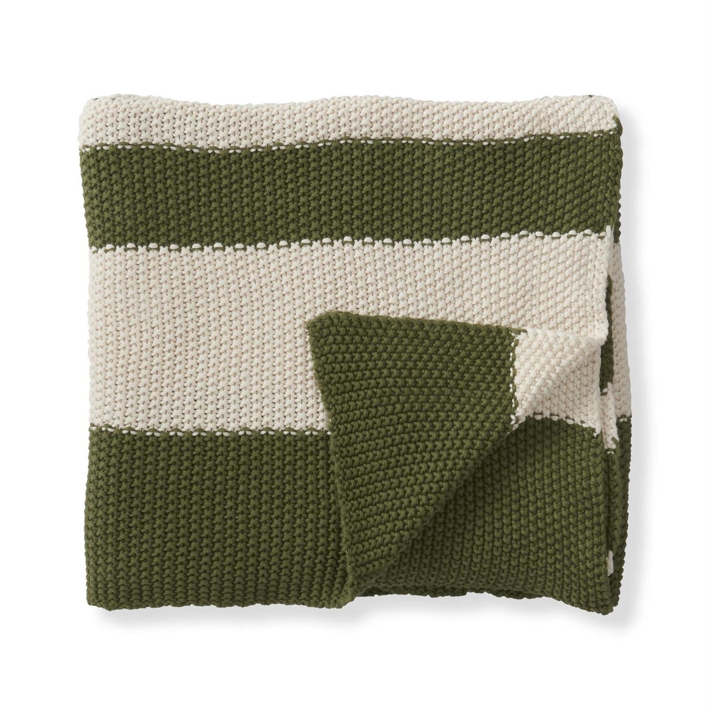 Cotton Knit Striped Throw - Light Green and Cream Striped, 60"
