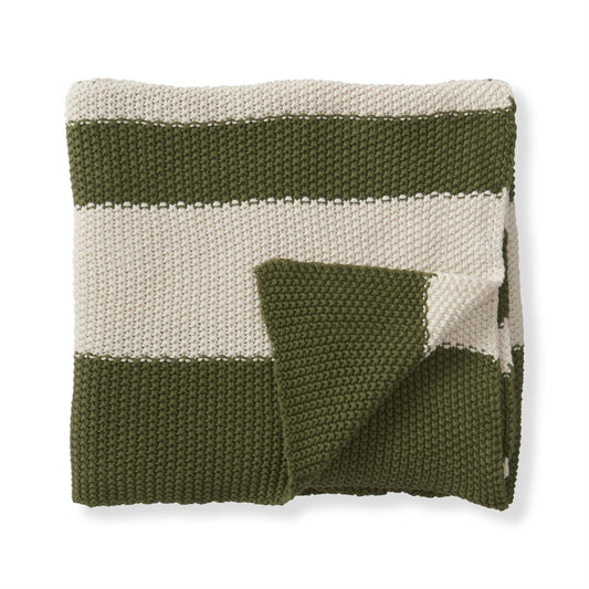 Cotton Knit Striped Throw - Light Green and Cream Striped, 60"