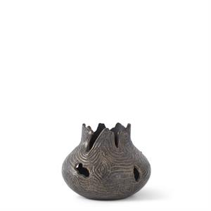 Distressed Brown with Gold Textured Metal Vase - 6.75"
