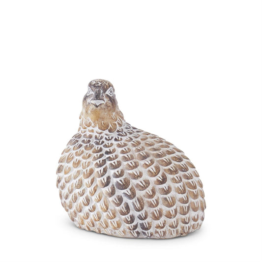 Tan Whitewashed Resin Quail - 6.25"