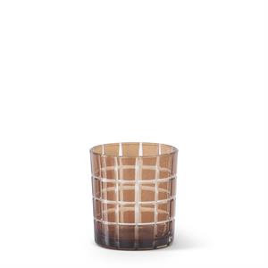 Brown Glass Pane Etched Votive Holder - 3"