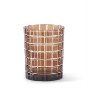 Brown Glass Pane Etched Votive Holder - 5"