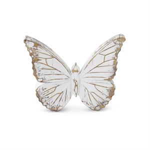 Whitewashed Carved Resin Butterflies - 6"