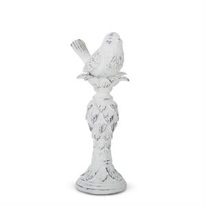 Weathered White Washed Bird Finial - 11.25"