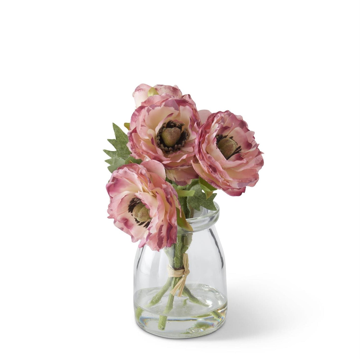 Pink Ranunculus Premade In Glass Vase w/Faux Water