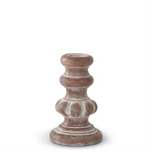 Brown w/White Shadowing Resin Taper Candleholders - 5.5"