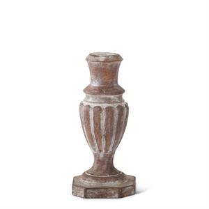 Brown with White Shadowing Resin Taper Candleholder - 6.5"