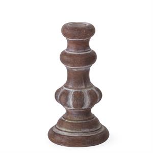 Brown with White Shadowing Resin Taper Candleholder - 7.25"