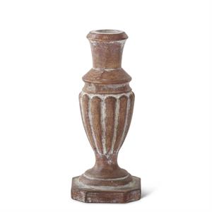 Brown W/White Shadowing Resin Taper Candleholder -- 7.5"