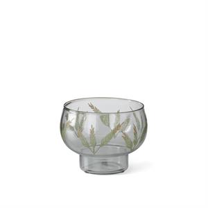 Etched Fern Clear Glass Candleholder - 7"