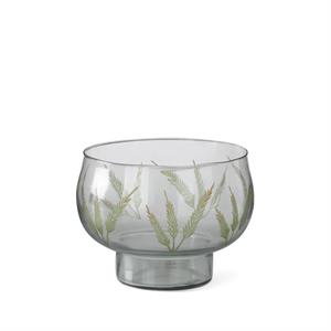 Etched Fern Clear Glass Candleholder - 9"
