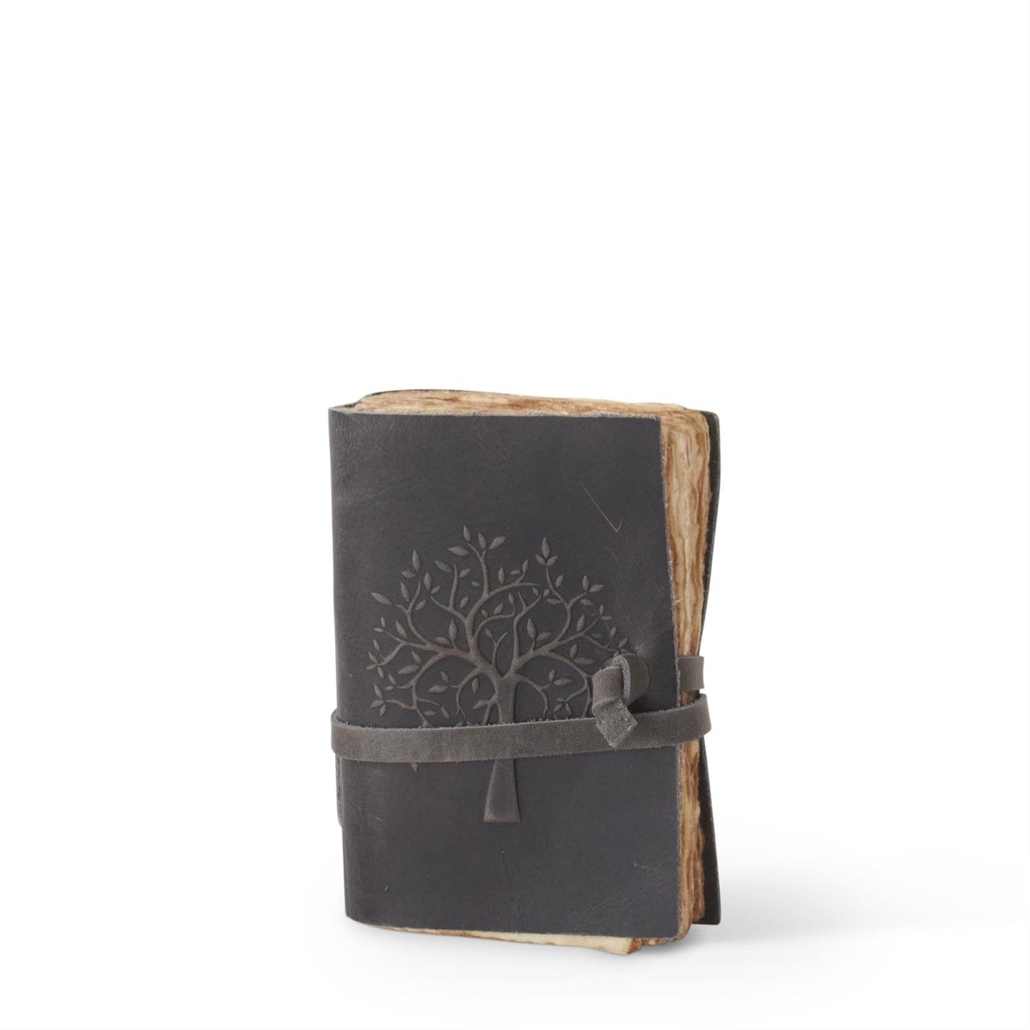 Leather Tree Embossed Handcrafted Deckle Edge Unlined Paper Journal - 6"
