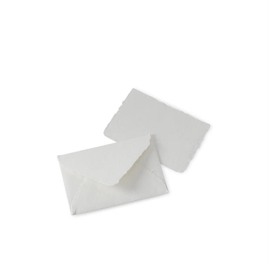 White Handmade Deckle Edge Envelope and Card - 4x6, 10 cards