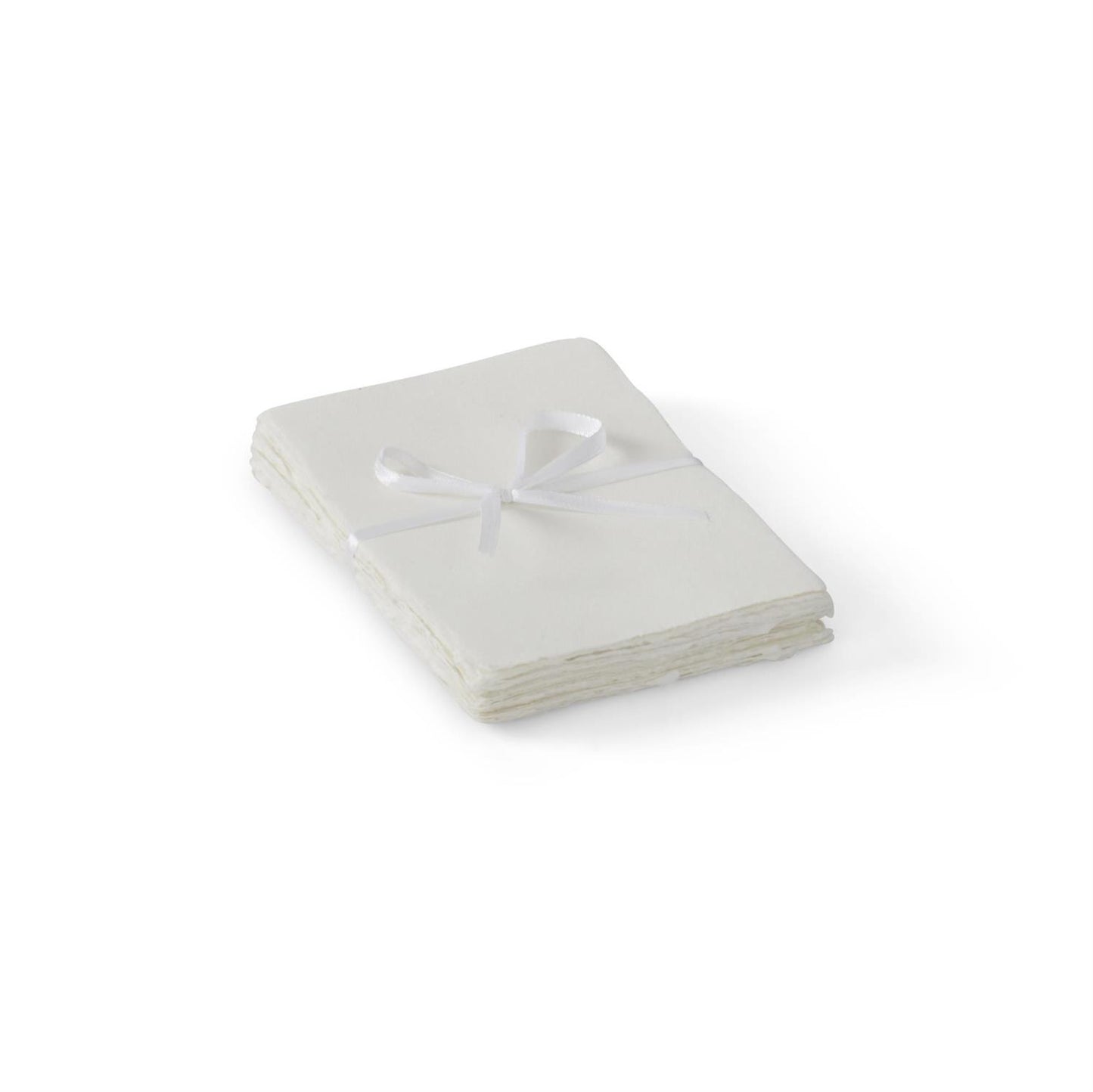 White Handmade Deckle Edge Paper with Ribbon - 4x6, 50 Sheets