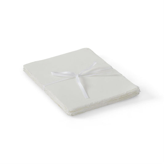 White Handmade Deckle Edge Paper with Ribbon - 8x6, 50 Sheets