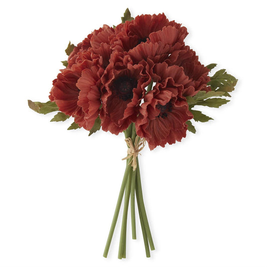Real Touch Poppy Bundle with 6 Stems- Orange, 12.5"